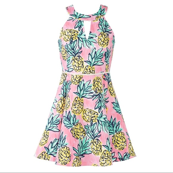 Draper James Pineapple Halter Dress sz 6 EUC - Picture 3 of 16